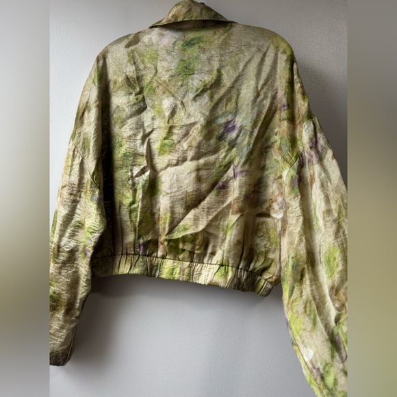 Desigual Abstract Floral Bomber Olive Green Tie-Dye Bomber Jacket - Picture 9 of 16